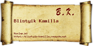 Blistyik Kamilla névjegykártya